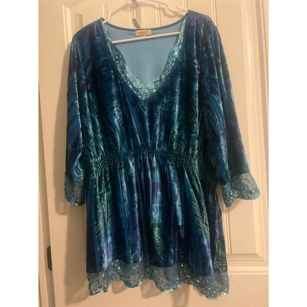 One World Ladies 3x Tunic Top, Whimsigoth, Fairy, Lace, Sequins, V Neck